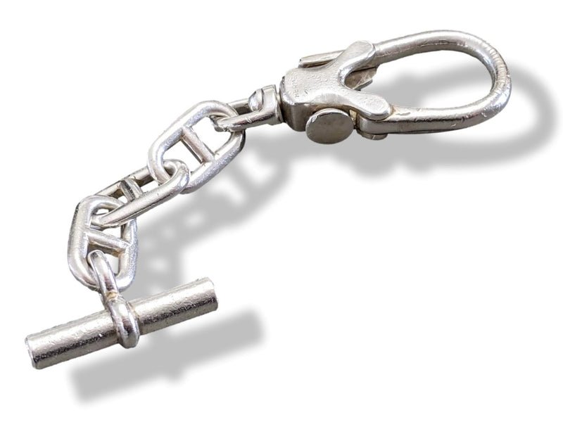 Hermes Vintage 1970s Sterling Silver 925 Chaine D'Ancre Key Ring